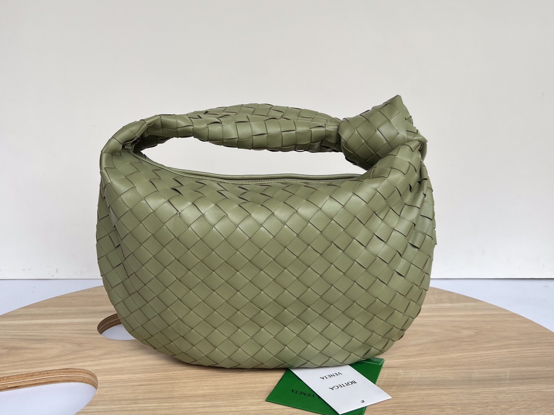 Medium Teen Jodie Intrecciato Leather Shoulder Bag Bean Green